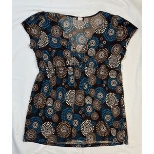 Agenda Brown Y2K Patterned Blouse‎ Size Large